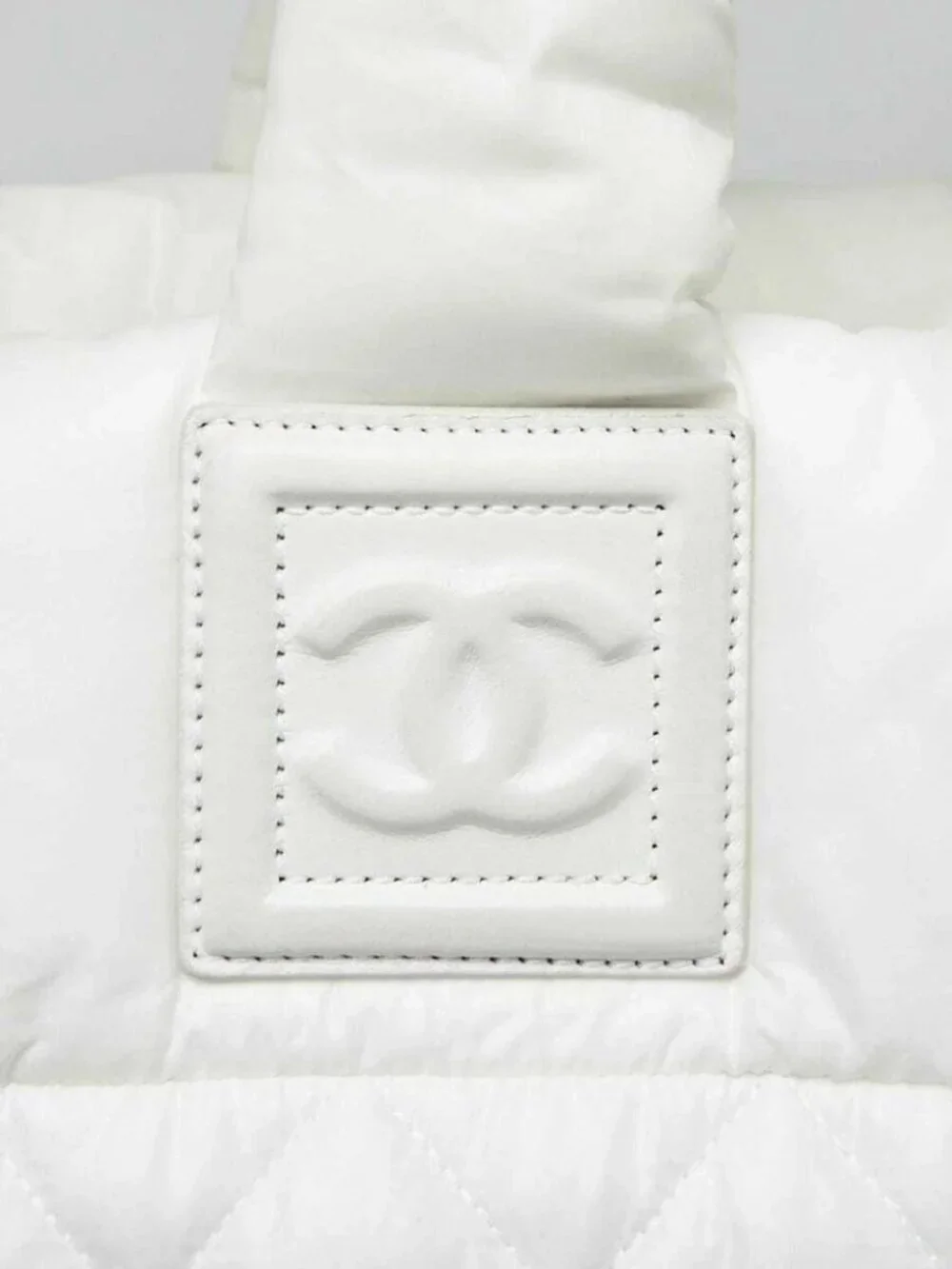 Chanel Dark White Quilted Nylon Coco Cocoon Tote Bag